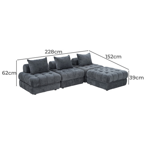 Ella 4 Seater Boucle Sofa & Ottoman Set