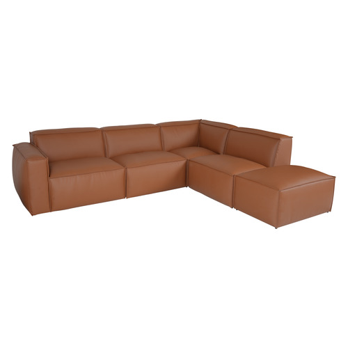 Massey 5 Seater Leather Chaise Lounge Set