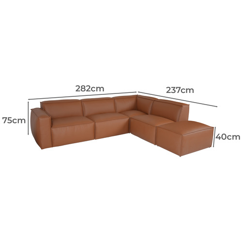 Massey 5 Seater Leather Chaise Lounge Set