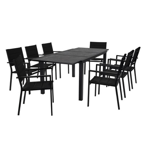 8 Seater Irma Aluminium Outdoor Extendable Dining Table & Chair Set