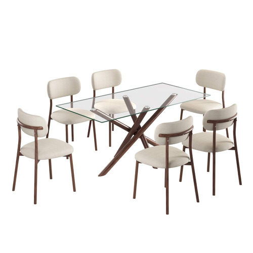 6 Seater Calix Bouclé Dining Table & Chair Set