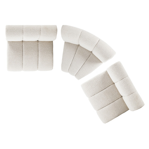 Laurent 3 Seater Curved Boucle Sofa Set