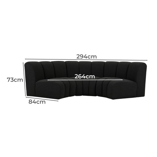 Laurent Deep Curved 3 Seater Boucle Sofa Set