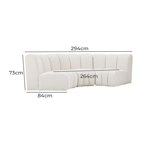 Laurent Deep Curved 3 Seater Boucle Sofa Set