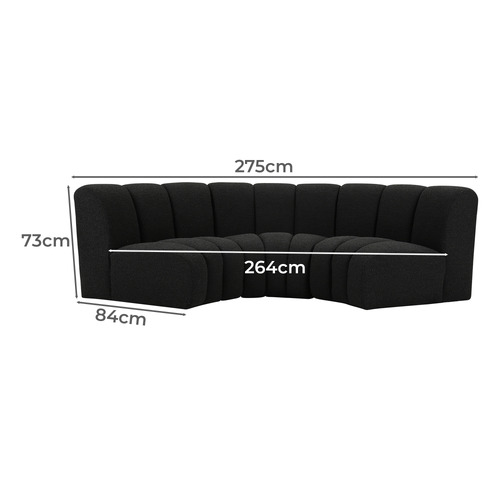 Laurent 3 Seater Curved  Boucle Sofa