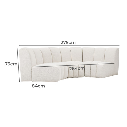 Laurent 3 Seater Curved  Boucle Sofa