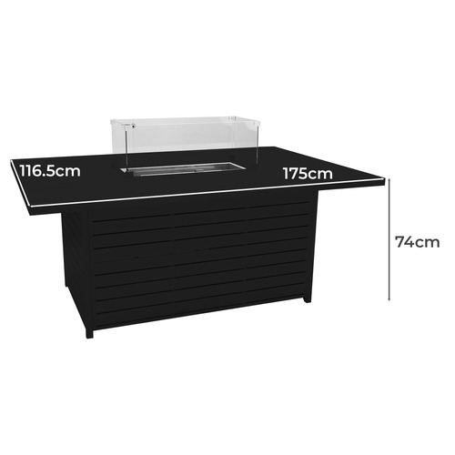 175cm Brinley Aluminium Outdoor Gas Patio Heater Table