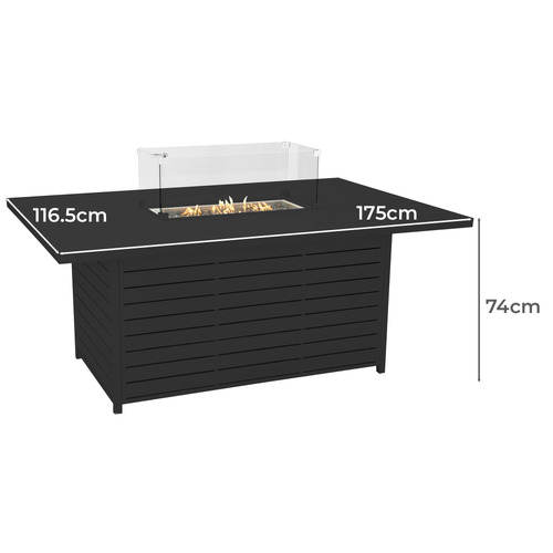 175cm Brinley Aluminium Outdoor Gas Patio Heater Table