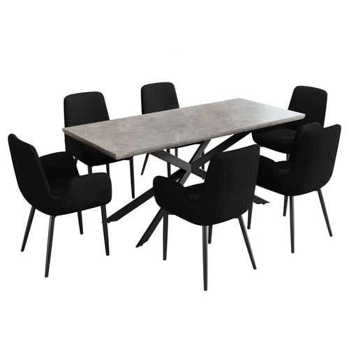 6 Seater Carrillo Boucle Dining Table & Chair Set