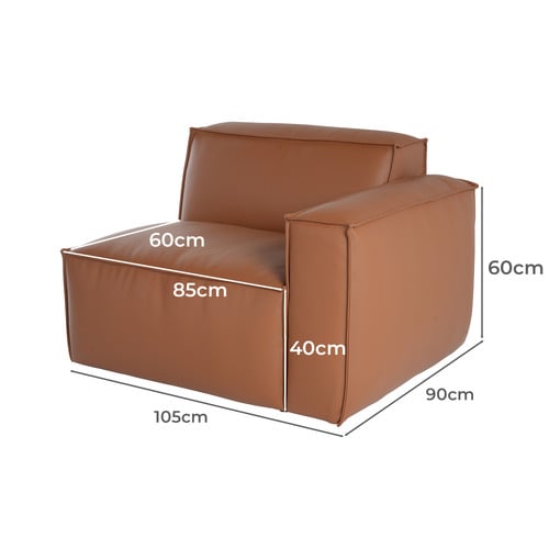 Massey 5 Seater Leather Chaise Lounge Set