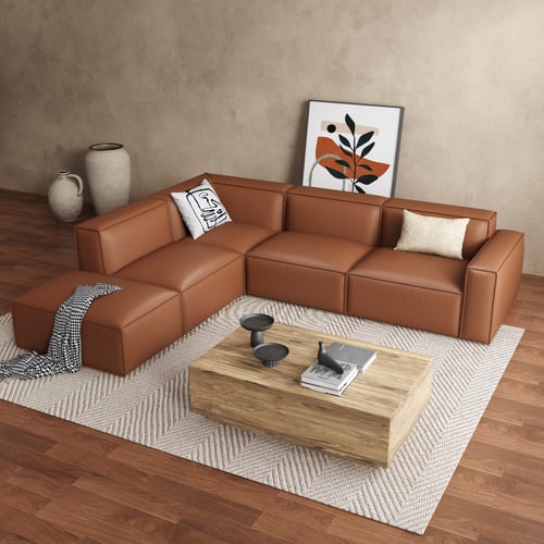 Massey 5 Seater Leather Chaise Lounge Set