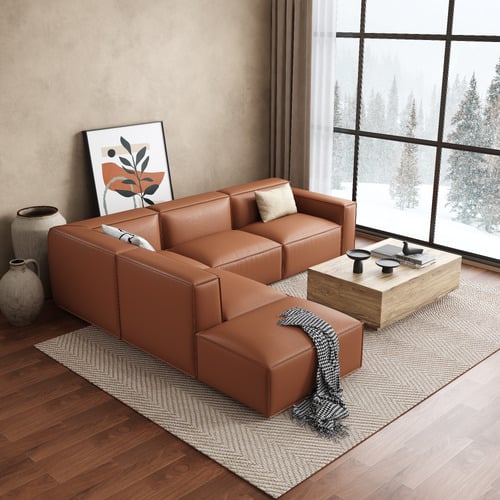 Massey 5 Seater Leather Chaise Lounge Set