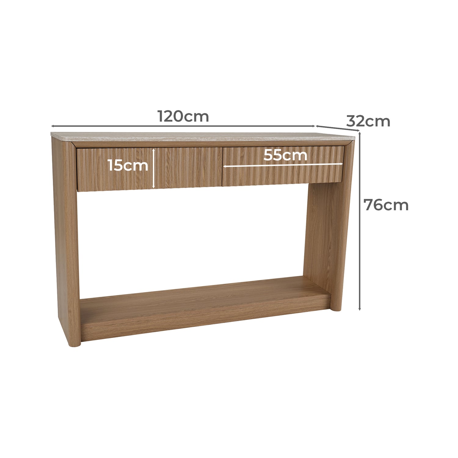 Sadie Travertine-Look Console Table