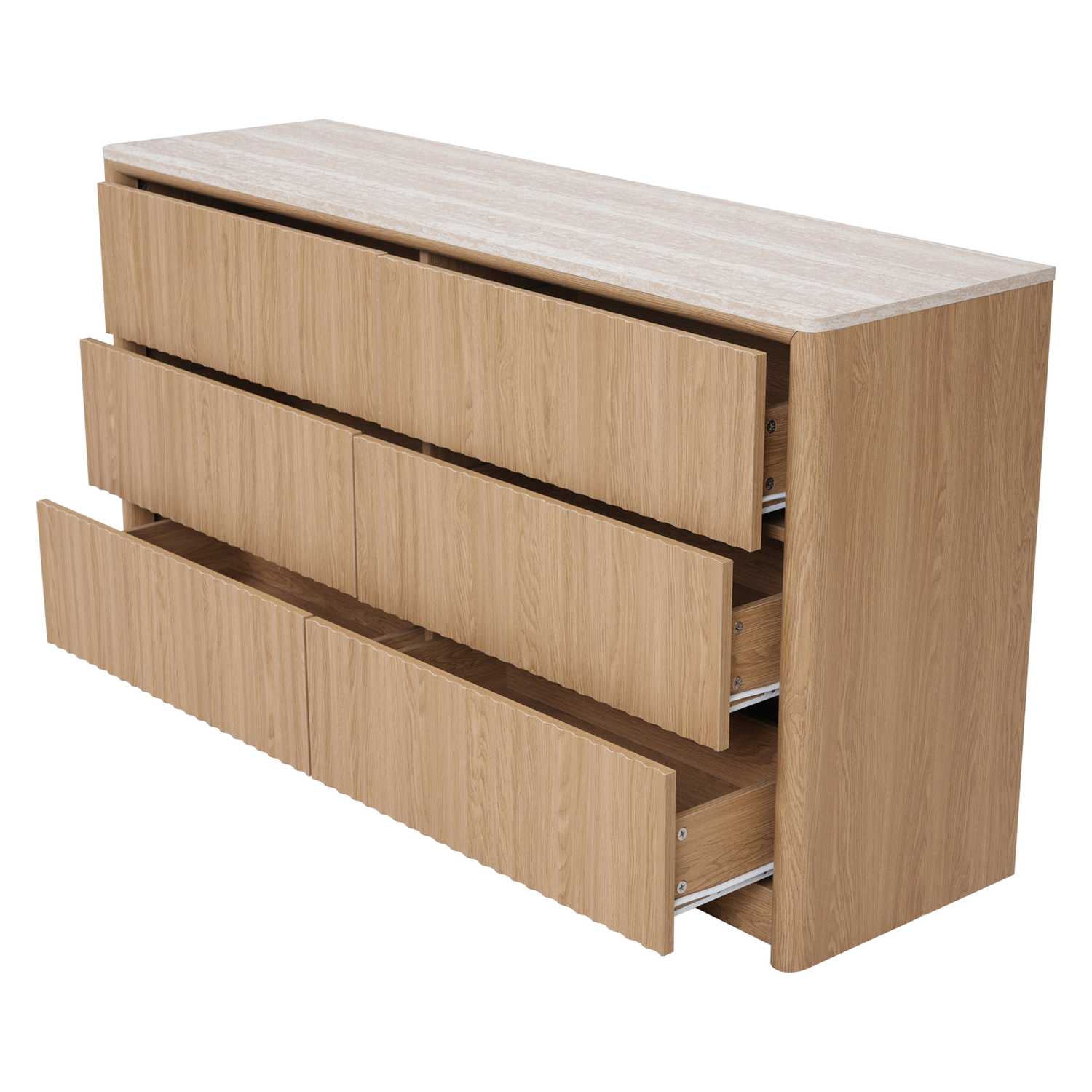 Lillian Faux Travertine 6 Drawer Chest