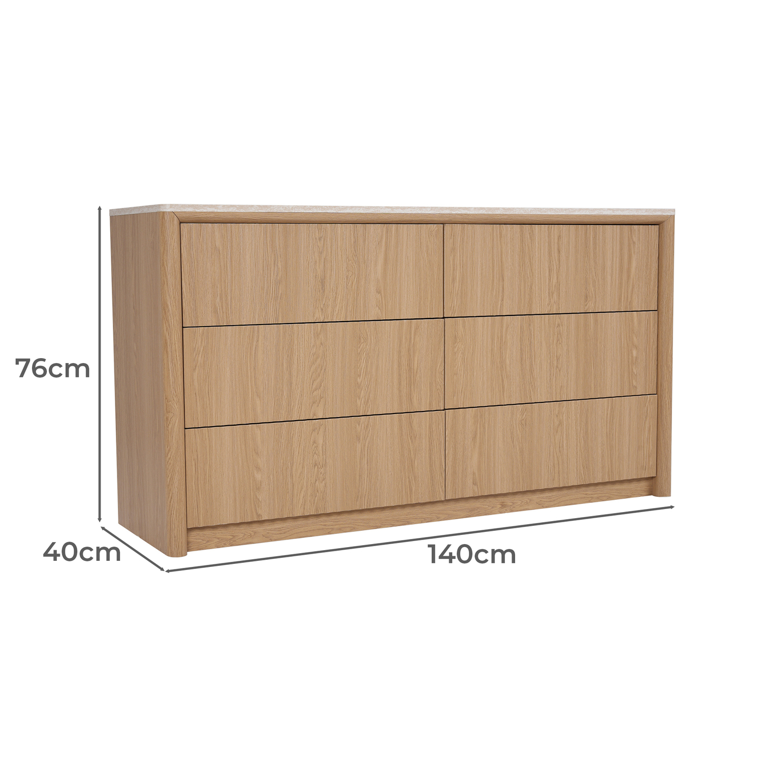 Lillian Faux Travertine 6 Drawer Chest
