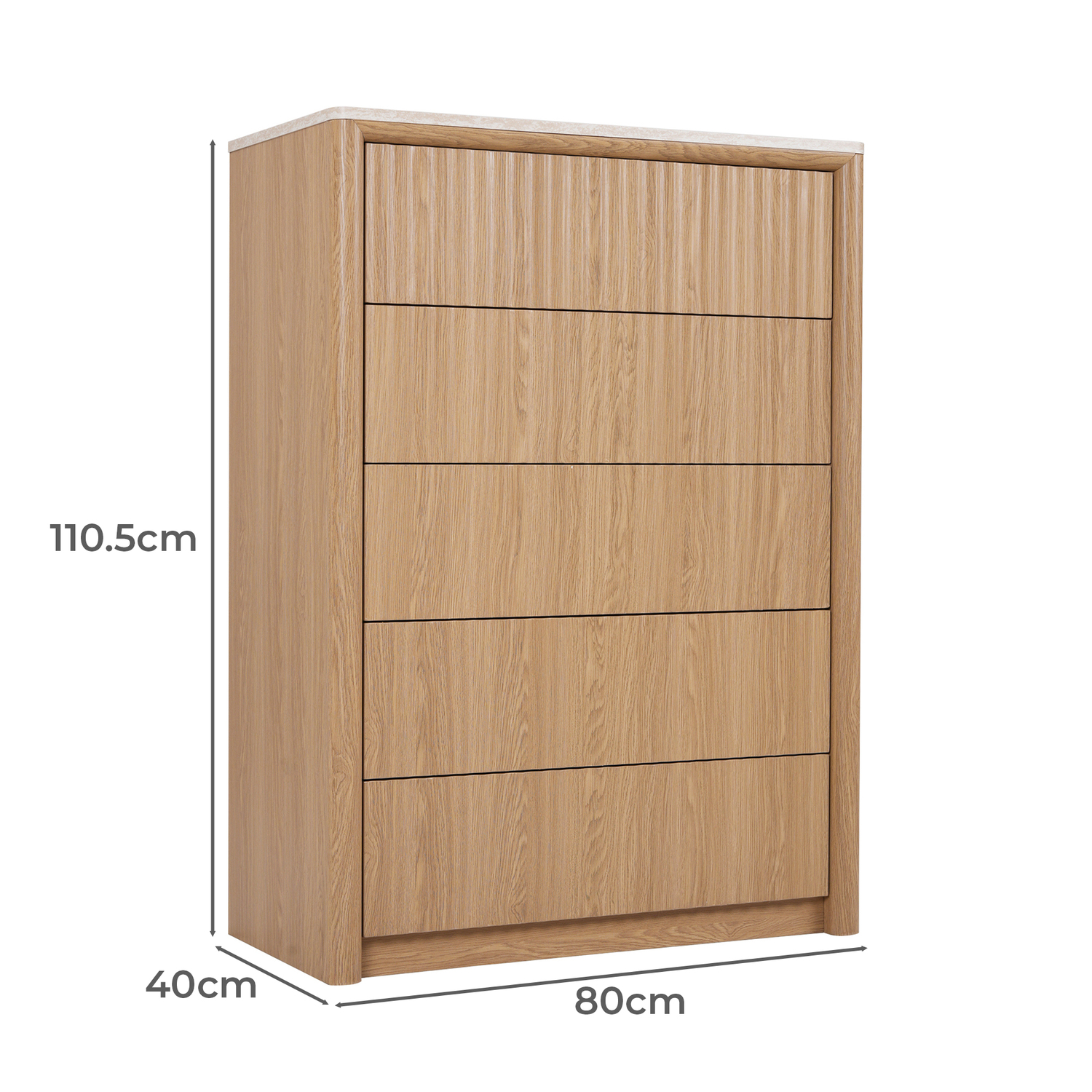 Lillian Faux Travertine 5 Drawer Chest