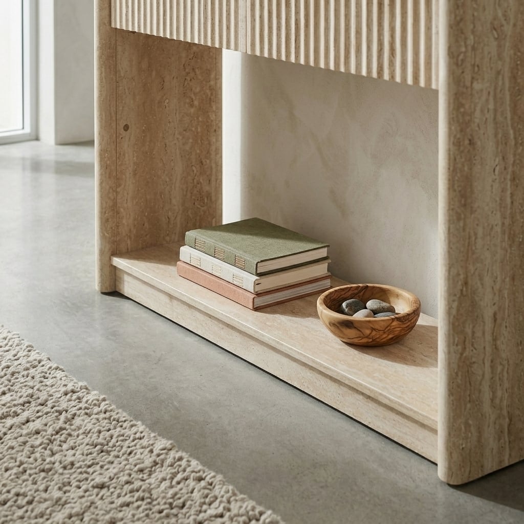 Clara Travertine-Look Console Table