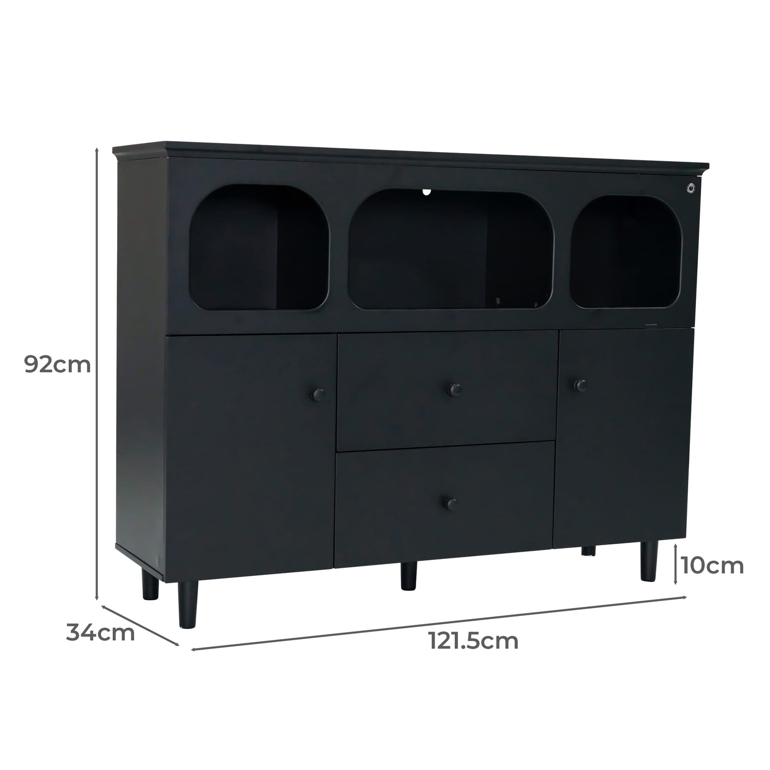 Black Felix 2 Door Sideboard with LED