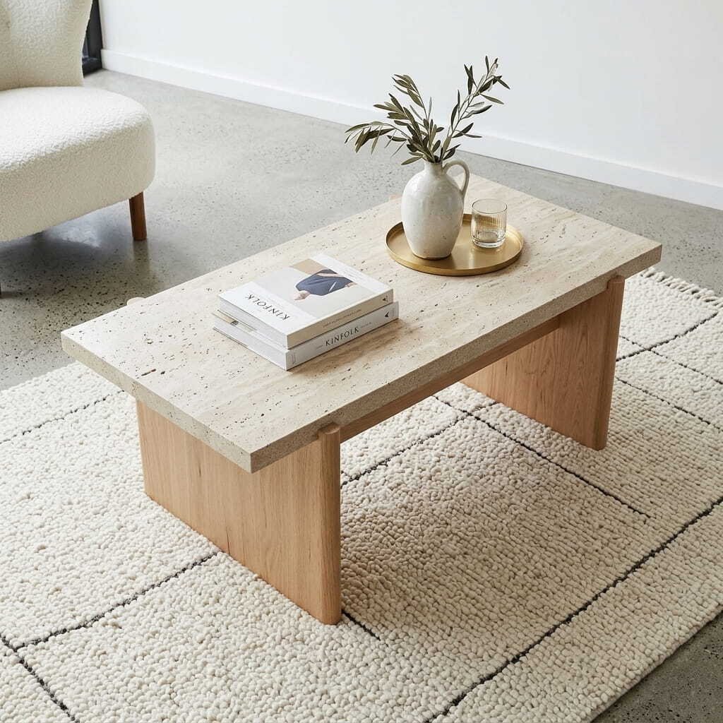 Sally Travertine-Look Coffee Table