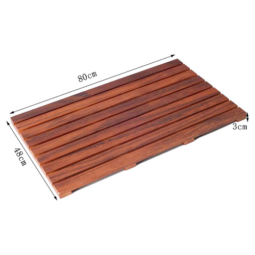DecorTraders Finlay Teak Wood Bath Mat Temple & ster