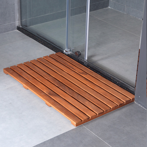 DecorTraders Finlay Teak Wood Bath Mat Temple & ster