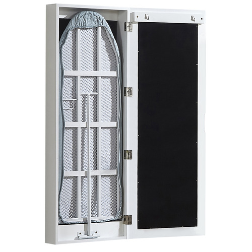 Cyan Wall Mounted Ironing Board Cabinet with Mirror