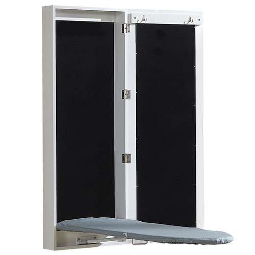 Cyan Wall Mounted Ironing Board Cabinet with Mirror