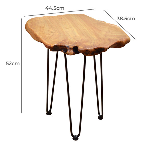 Copeland 52.5cm Fir Wood & Iron Side Table