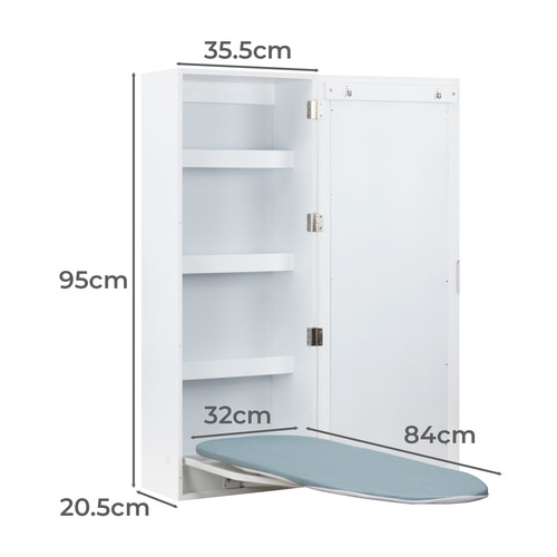 Finn Wall Mounted Ironing Board Cabinet with Mirror