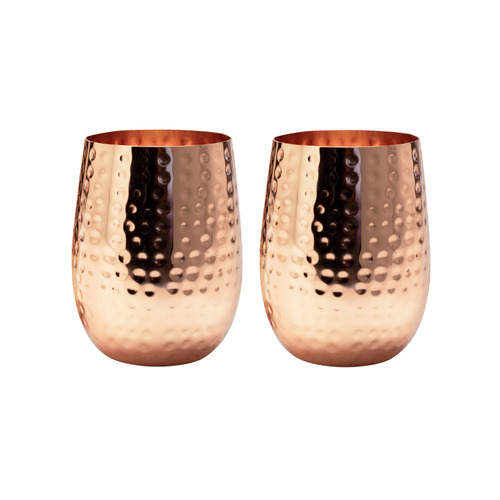 Clinq Copper Hammered 500ml Wine Glasses 