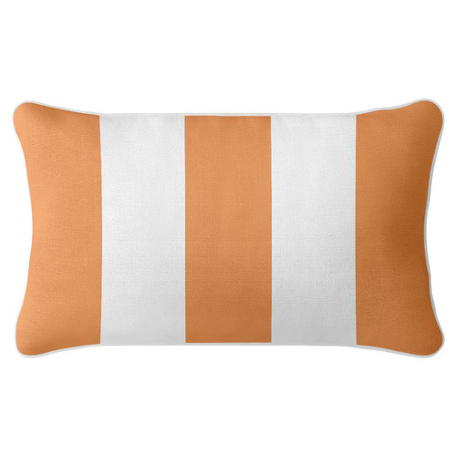 Classic Stripe Linen-Blend Cushion Cover - Orange