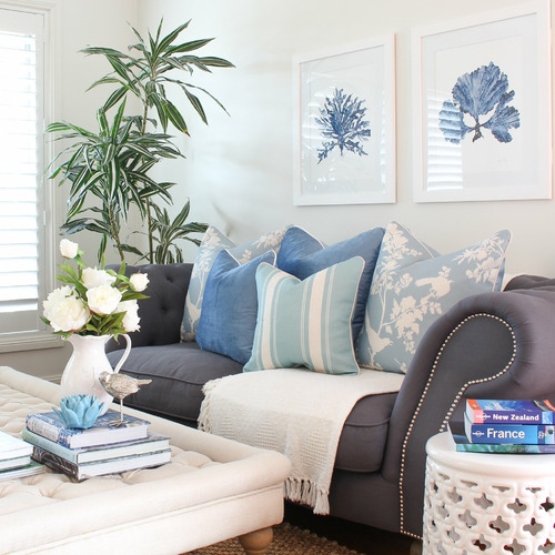 French Stripe Linen-Blend Cushion Cover