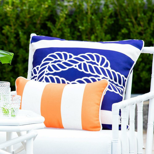 Classic Stripe Linen-Blend Cushion Cover - Orange