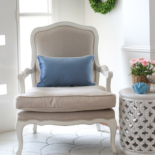 Duck Egg Blue Velvet Linen-Blend Cushion Cover