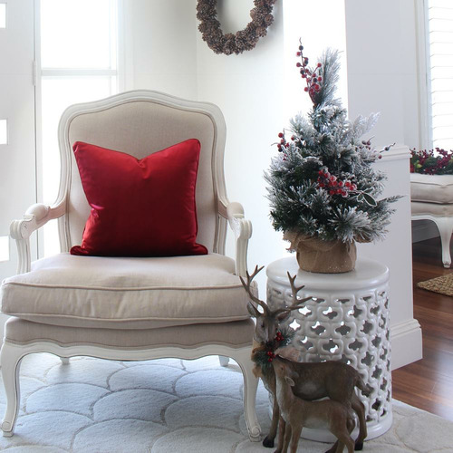 Red Velvet Linen-Blend Cushion Cover
