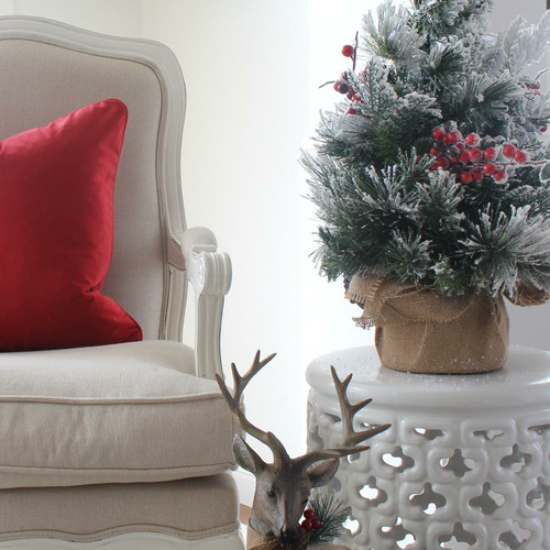 Red Velvet Linen-Blend Cushion Cover