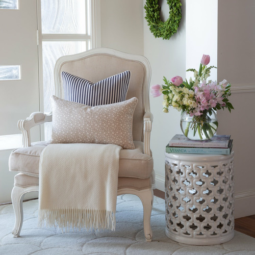 Ticking Stripe Square Linen-Blend Cushion Cover