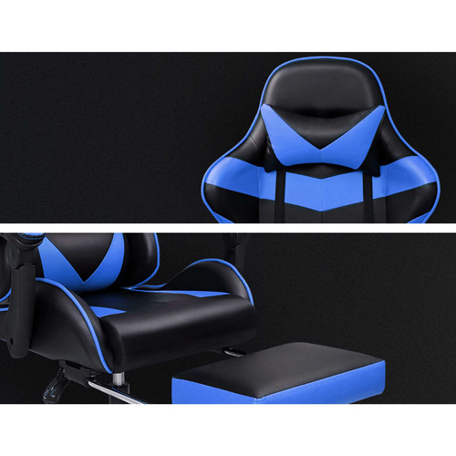 Darius Faux Leather Gaming Chair with Footrest Temple & ster