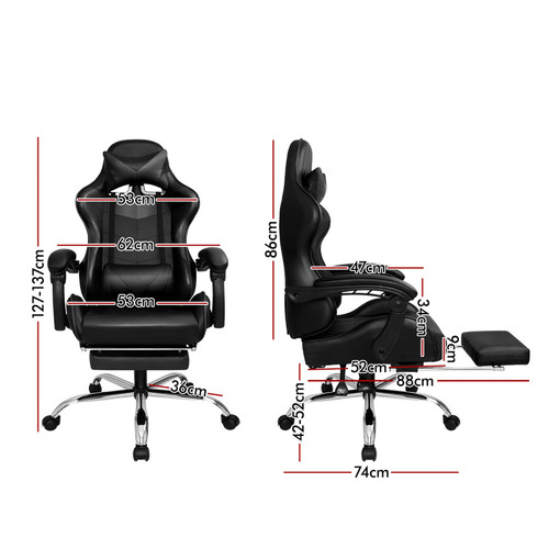 Darius Faux Leather Gaming Chair with Footrest Temple & ster