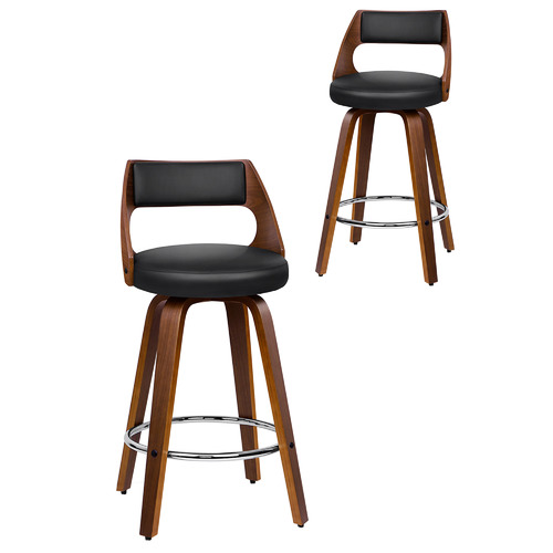 Alfordson 65cm Davian Faux Leather, Leather Swivel Bar Stools Set Of 2