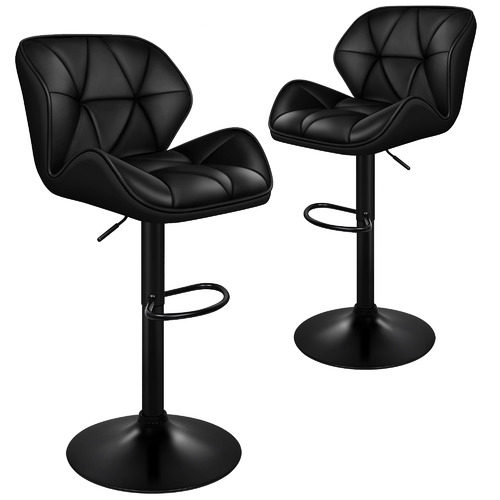 Black Larissa Faux Leather Swivel Barstools