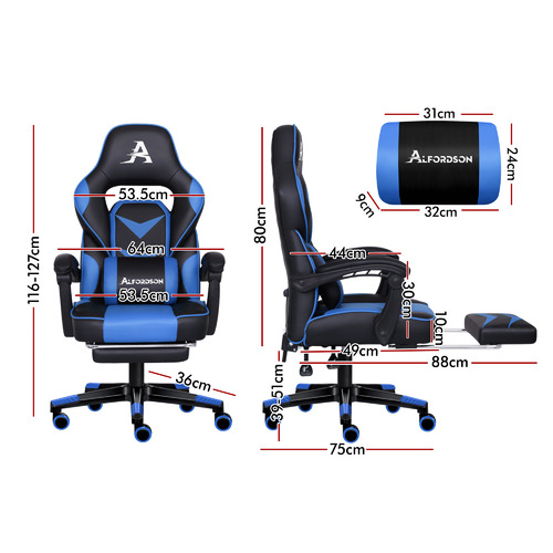 HoxtonRoom Alford Executive Gaming Chair with Footrest Temple & ster