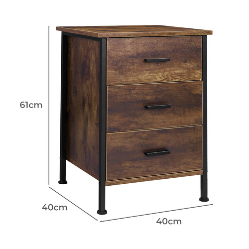 Faro 3 Drawer Bedside Table
