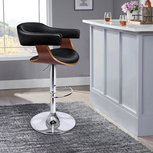 HoxtonRoom Demetrius Faux Leather Adjustable Barstool | Temple & Webster