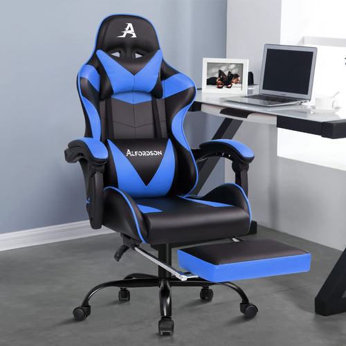 darius faux leather gaming chair with footrest