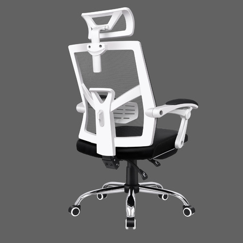 Black & White Frost Mesh Office Chair with Footrest