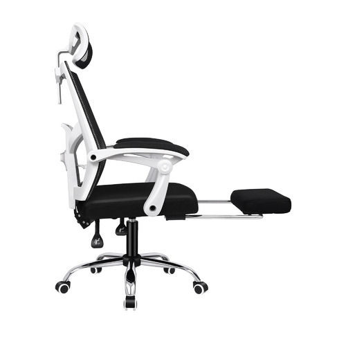 Black & White Frost Mesh Office Chair with Footrest