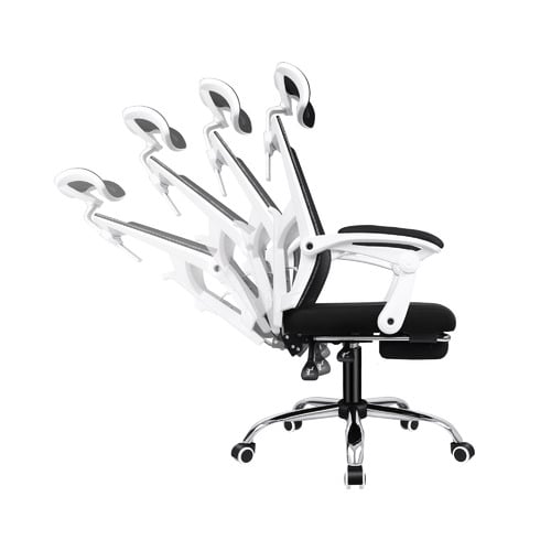 Black & White Frost Mesh Office Chair with Footrest