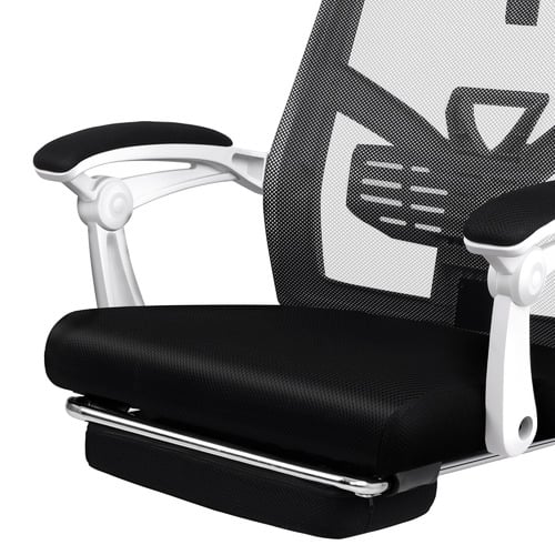 Black & White Frost Mesh Office Chair with Footrest