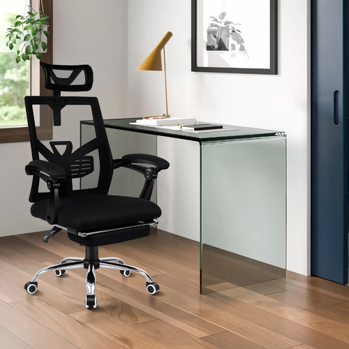Black Frost Mesh Office Chair with Footrest